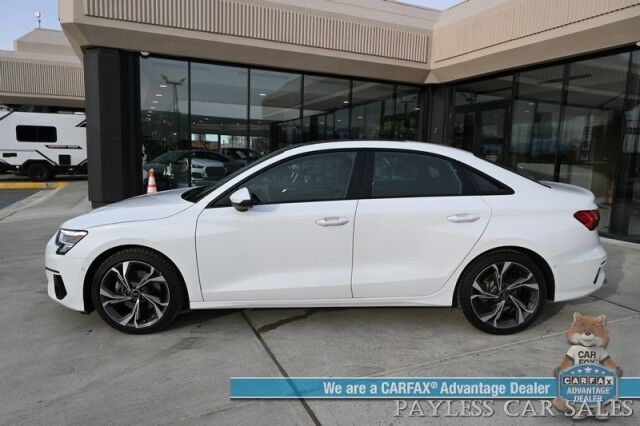 2023 Audi A3 Premium / AWD / Convenience & Black Optic Pkg / Power & Heated Leather Seats / Sunroof / Adaptive Cruise Control / Lane Departure & Blind Spot Alert / Apple CarPlay & Android Auto / Back Up Camera Anchorage AK