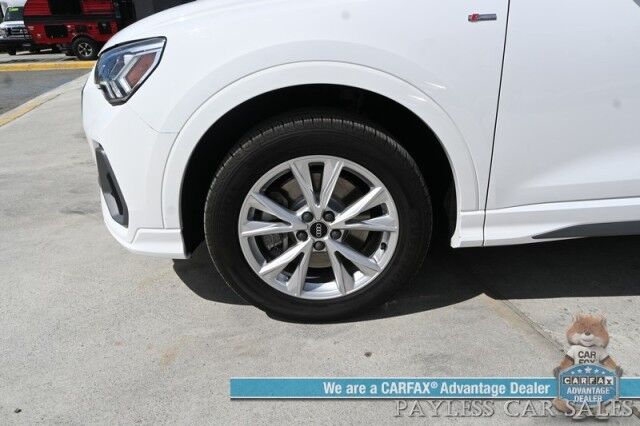 2023 Audi Q3 S line Premium / AWD / Convenience Pkg / Power & Heated Leather Seats / Panoramic Sunroof / Blind Spot & Forward Collision Alert / Apple CarPlay & Android Auto / Back Up Camera / Cruise Control / Tow Pkg / 28 MPG Anchorage AK