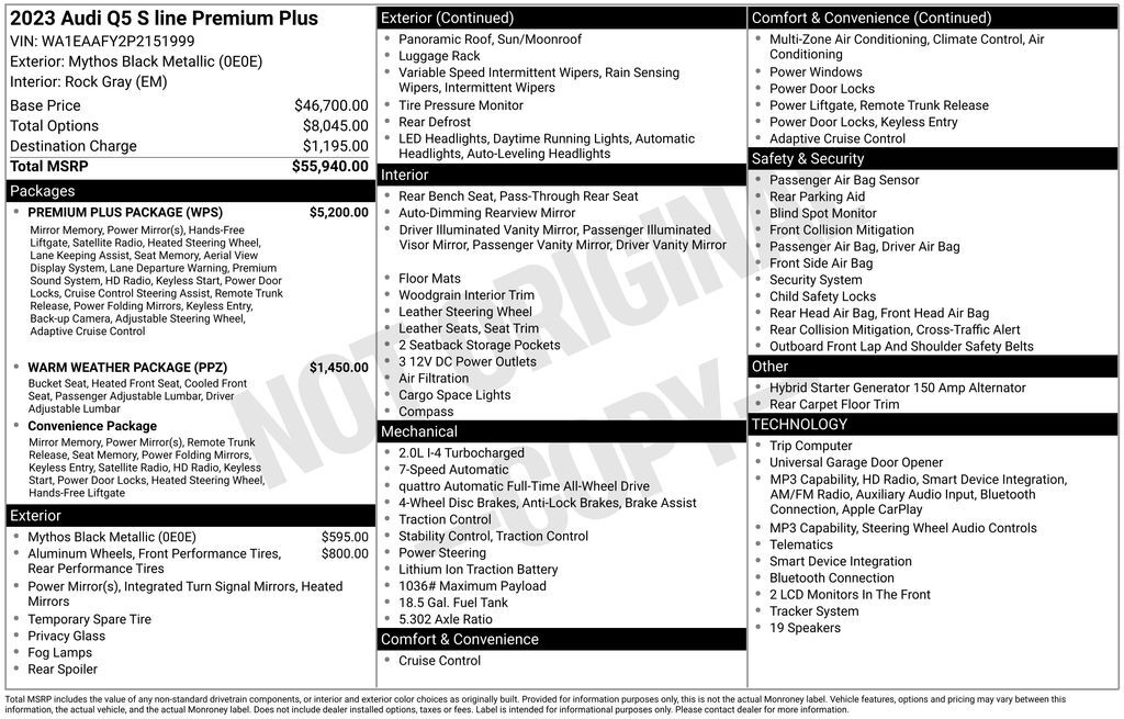 2023 Audi Q5 45 S line Premium OR