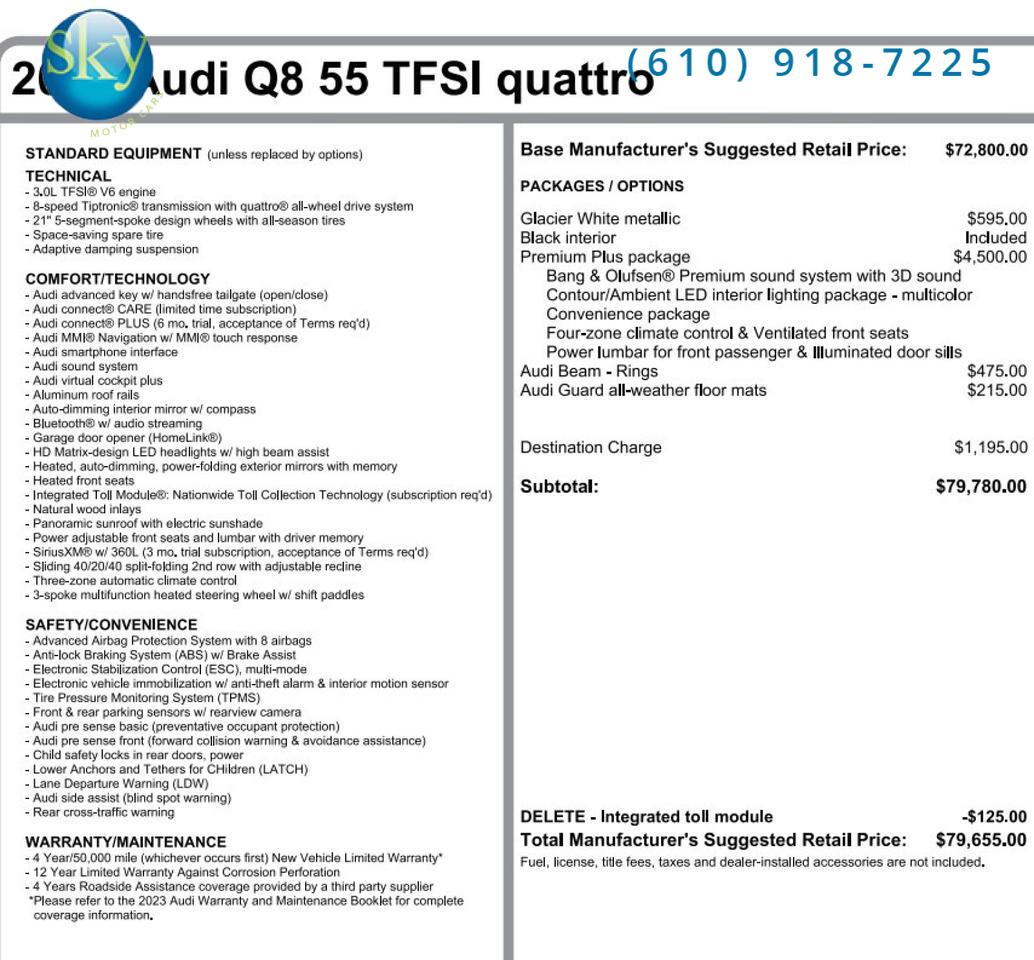 2023 Audi Q8 Quattro AWD Premium Plus West Chester PA