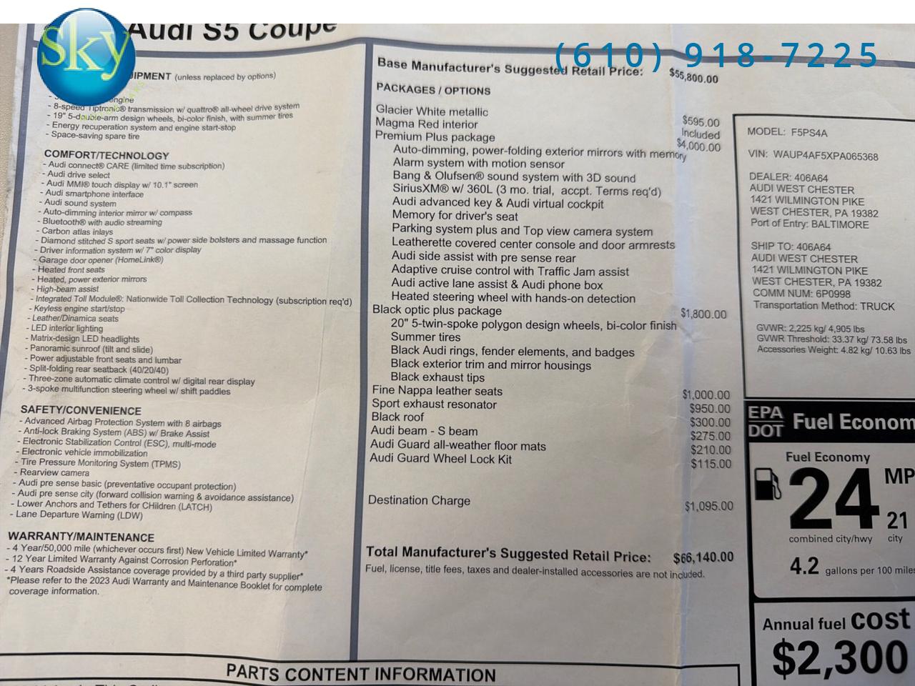 2023 Audi S5 Coupe Quattro AWD Premium Plus West Chester PA