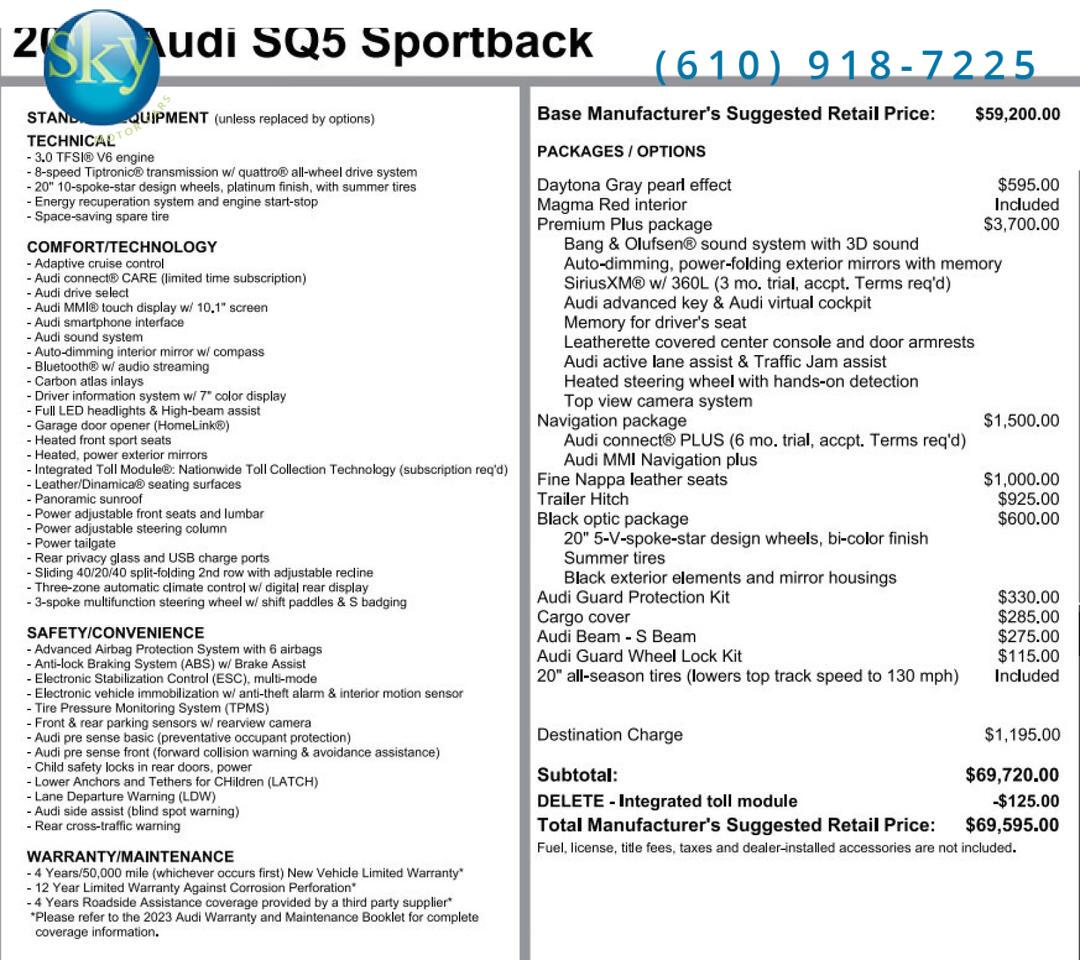 2023 Audi SQ5 Sportback Quattro AWD Premium Plus