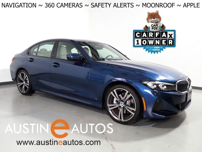 2023 BMW 3 Series 330i Sedan *NAVIGATION, CURVED DISPLAY, SAFETY ALERTS, PARK ASSIST PLUS, 360 VIEW CAMERAS, COLOR TOUCHSCREEN, MOONROOF, COMFORT ACCESS, 19 INCH WHEELS, ANDROID & APPLE