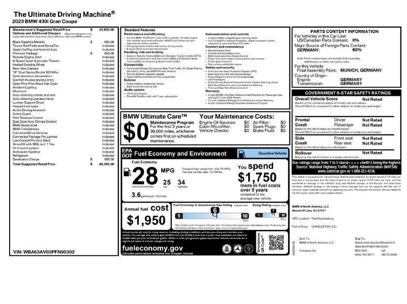 2023 BMW 4 Series 430i Gran Coupe RWD Arlington VA