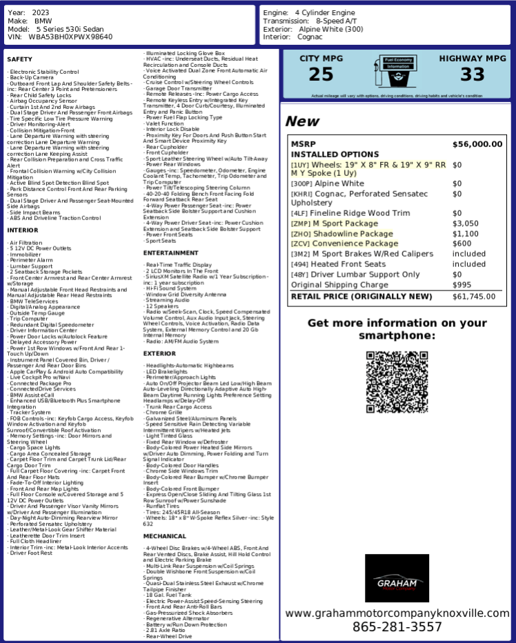 2023 BMW 5 Series 530i Knoxville TN