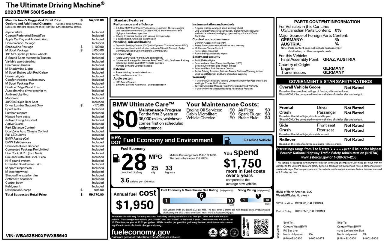 2023 BMW 5 Series 530i Knoxville TN