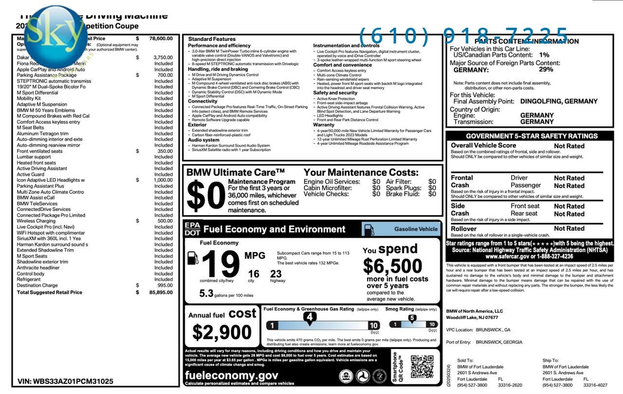 2023 BMW M4 Coupe Competition DAKAR YELLOW West Chester PA