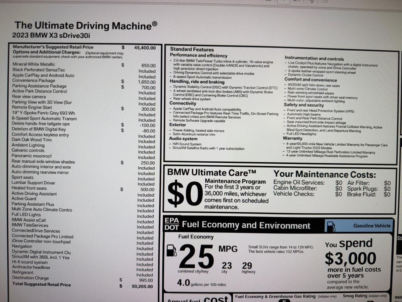 2023 BMW X3 sDrive30i, Convenience Pkg, Parking Assistance Pkg, Remote Start, Heated Seats Houston TX