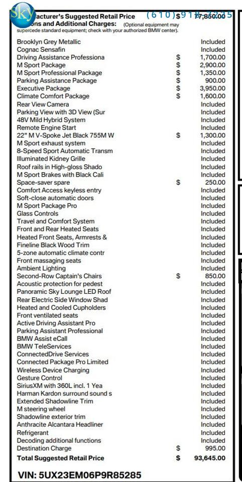 2023 BMW X7 AWD xDrive40i 6-PASSENGER
