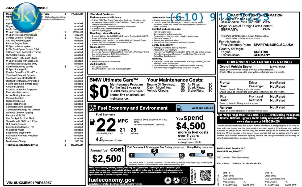 2023 BMW X7 AWD xDrive40i M SPORT 6-PASSENGER