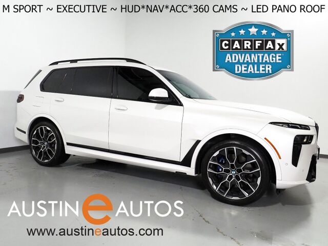 2023 BMW X7 xDrive40i AWD *M SPORT PKG, EXECUTIVE PKG, DRIVING ASSIST PRO, HEADS-UP DISPLAY, NAVIGATION, ADAPTIVE CRUISE, 360 CAMERAS, PANO SKY LOUNGE ROOF, MERINO LEATHER, CLIMATE SEATS, 2ND ROW CAPTAINS, HARMAN/KARDON Round Rock TX