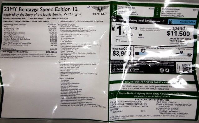 2023 Bentley Bentayga Speed Edition 12 ($370,190 MSRP!!!) *FACTORY SATIN PAINT* *BENTLEY CARBON FIBER BODYKIT* *23 INCH VOSSEN WHEELS* *REAR TV's* San Diego CA