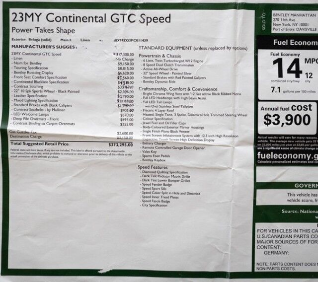 2023 Bentley Continental GTC Speed Convertible ($373,295 MSRP!) *$50,000 IN OPTIONS* *FULL PPF* *6200 MILES* San Diego CA