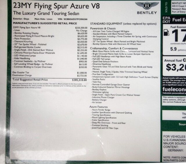 2023 Bentley Flying Spur Azure ($285,310 MSRP!!) *BIG OPTION LIST* *BLACKOUT PACKAGE* *REFRIGERATED COOLER* San Diego CA