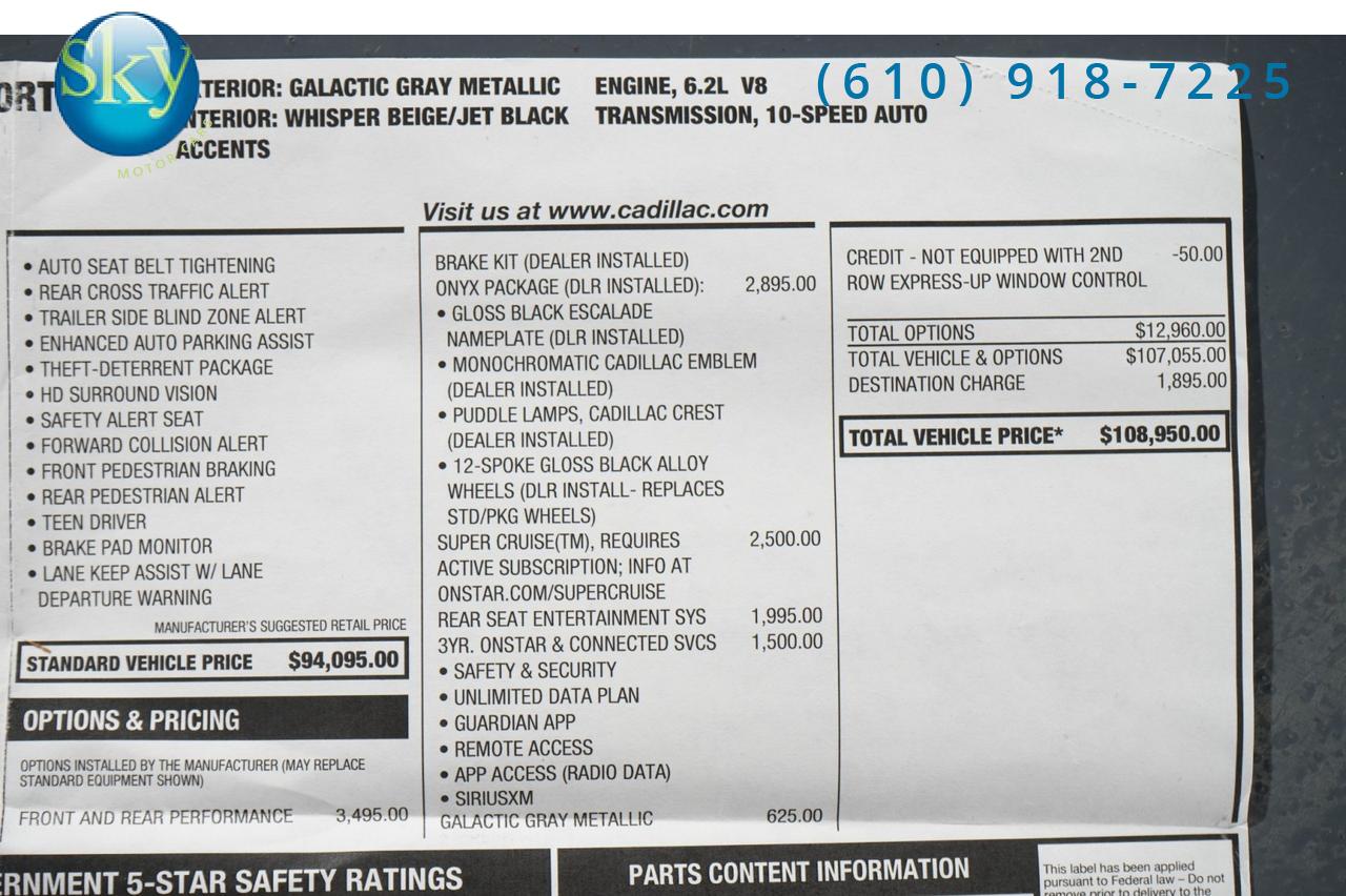 2023 Cadillac Escalade 4WD Sport CALLAWAY SC602 $138,535 MSRP West Chester PA