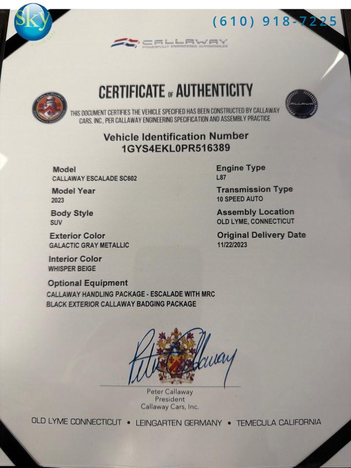2023 Cadillac Escalade 4WD Sport CALLAWAY SC602 $138,535 MSRP West Chester PA