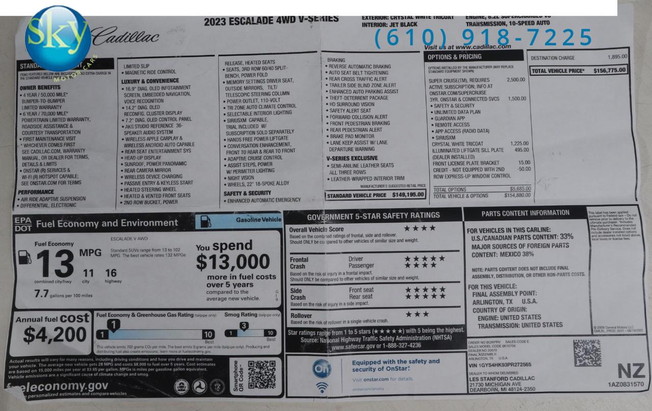 2023 Cadillac Escalade AWD V-Series CPO West Chester PA