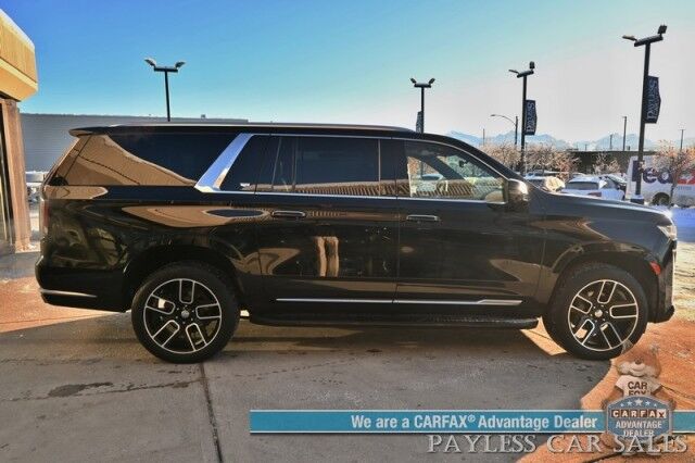 2023 Cadillac Escalade ESV Premium Luxury / 4X4 / Auto Start / Heated & Cooled Leather Seats / Heated Steering / Sunroof / NAV / HUD / DVD / Super Cruise / Lane Depart & Blind Spot / Rear Captain Chairs / 3rd Row / Seats 7 / Tow Pkg / 1-Owner Anchorage AK
