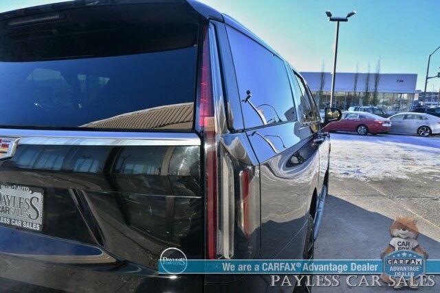2023 Cadillac Escalade ESV Premium Luxury / 4X4 / Auto Start / Heated & Cooled Leather Seats / Heated Steering / Sunroof / NAV / HUD / DVD / Super Cruise / Lane Depart & Blind Spot / Rear Captain Chairs / 3rd Row / Seats 7 / Tow Pkg / 1-Owner Anchorage AK