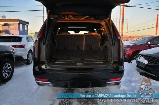 2023 Cadillac Escalade ESV Premium Luxury / 4X4 / Auto Start / Heated & Cooled Leather Seats / Heated Steering / Sunroof / NAV / HUD / DVD / Super Cruise / Lane Depart & Blind Spot / Rear Captain Chairs / 3rd Row / Seats 7 / Tow Pkg / 1-Owner Anchorage AK