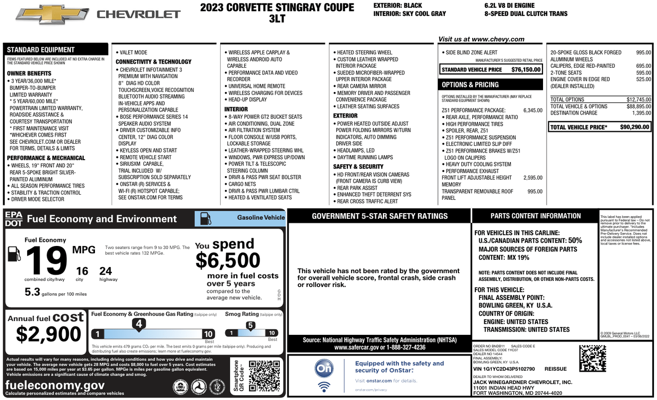 2023 Chevrolet Corvette 3LT Knoxville TN