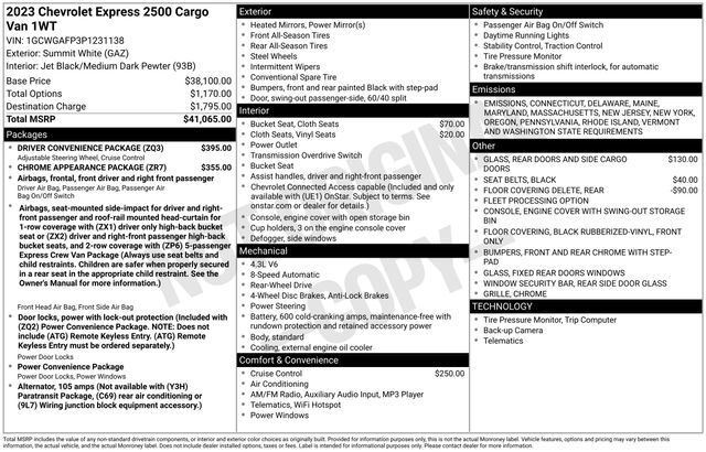 2023 Chevrolet Express 2500 Work Van Raleigh NC