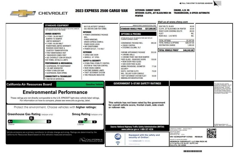 2023 Chevrolet Express Cargo Van - 1 OWNER - LOW MILES Whitinsville MA