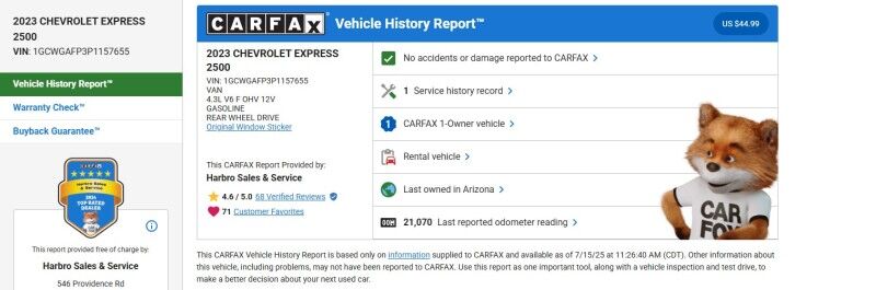 2023 Chevrolet Express Cargo Van - 1 OWNER - LOW MILES Whitinsville MA