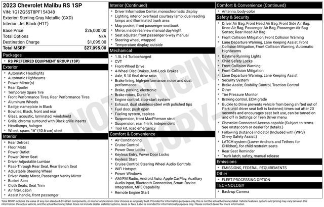 2023 Chevrolet Malibu RS Raleigh NC