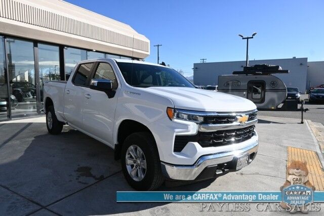 2023 Chevrolet Silverado 1500 LT / 4X4 / Crew Cab / Auto Start / Power & Heated Cloth Seats / Heated Steering Wheel / Seats 6 / Lane Departure Alert / Apple CarPlay & Android Auto / Back Up Camera / Bed Liner / Tow Pkg / 1-Owner Anchorage AK