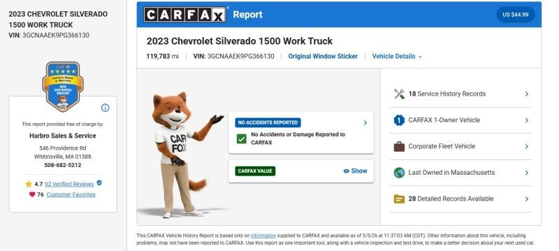2023 Chevrolet Silverado 1500 Work Truck Webster MA