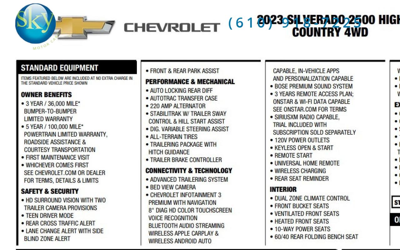 2023 Chevrolet Silverado 2500HD Crew Cab 4WD High Country Duramax DIesel West Chester PA