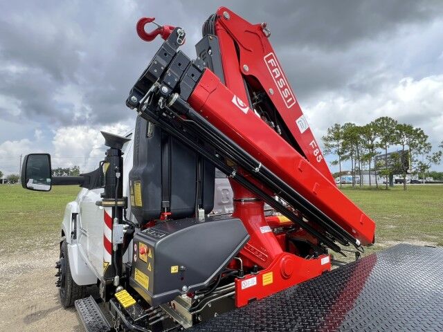 2023 Chevrolet Silverado 6500 HD Steel Flatbed Truck with FASSI F85 Active Knuckle Boom Crane Homestead FL
