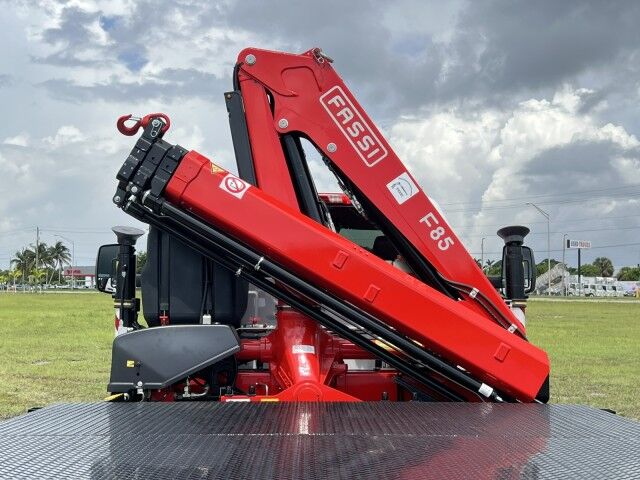 2023 Chevrolet Silverado 6500 HD Steel Flatbed Truck with FASSI F85 Active Knuckle Boom Crane Homestead FL