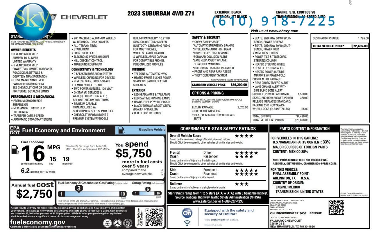 2023 Chevrolet Suburban 4WD Z71 7-PASSENGER West Chester PA