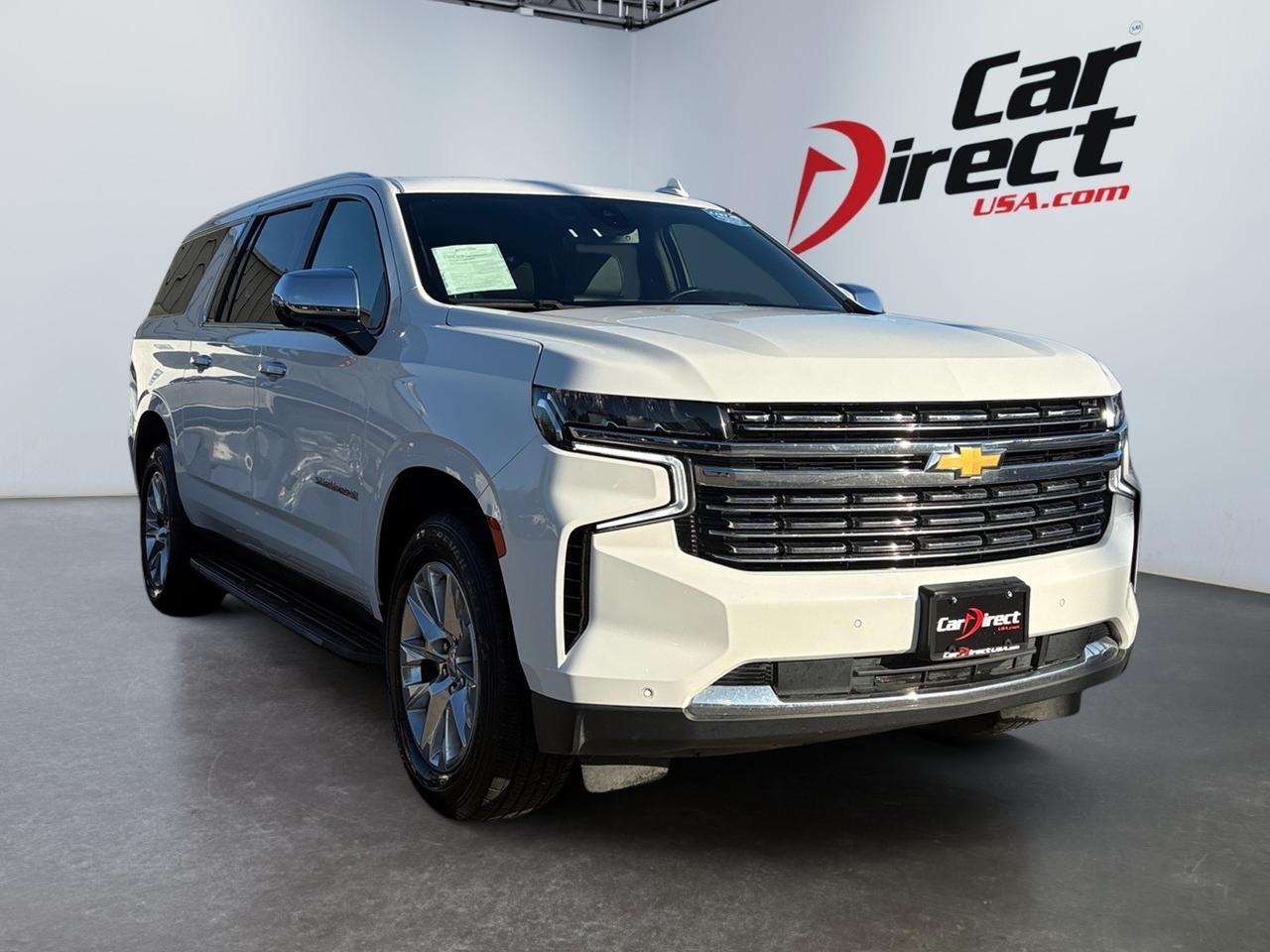 2023 Chevrolet Suburban Premier, LANE KEEP ASSIST, FORWARD COLLISION ALERT, BLIND SPOT MONITORING, POWER LIFTGATE, POWER 3RD ROW SEATS, CAPTAINS CHAIRS, RUNNING BOARDS, APPLE CARPLAY/ANDROID AUTO, HEATED & COOLING SEATS, ONE OWNER, CLEAN CARFAX, THIS SUBURBAN IS READY TO RI
