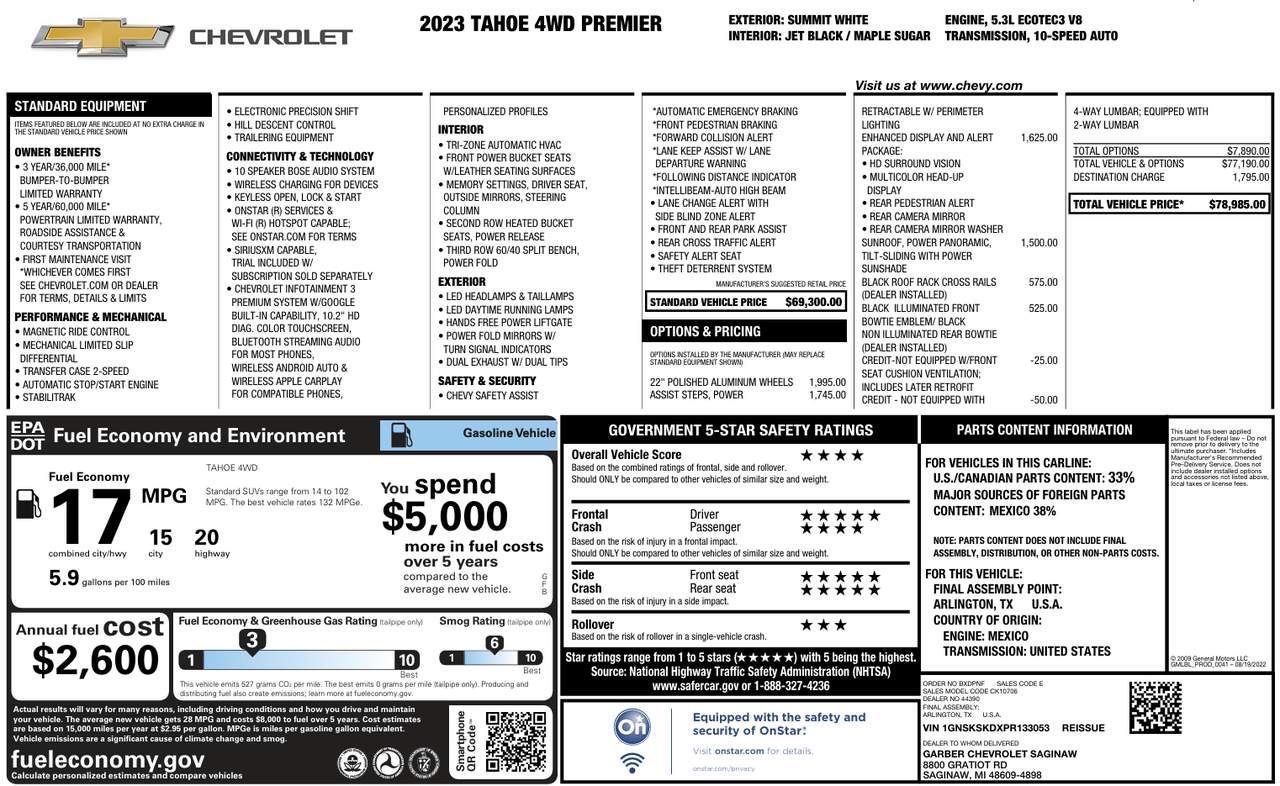 2023 Chevrolet Tahoe Premier Knoxville TN