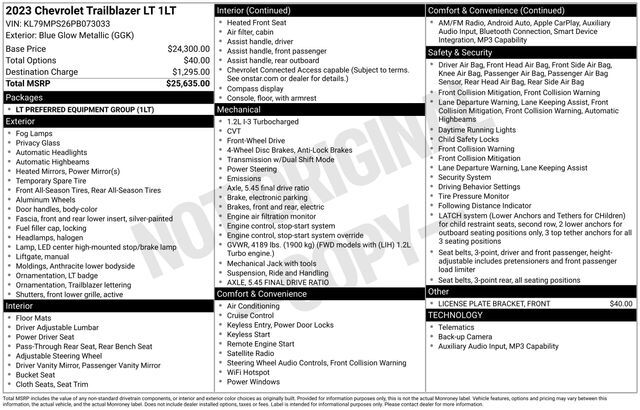 2023 Chevrolet TrailBlazer LT Raleigh NC