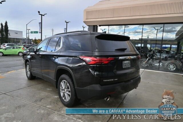 2023 Chevrolet Traverse LT / AWD / Auto Start / Power & Heated Leather Seats / Heated Steering Wheel / Lane Departure & Blind Spot / Rear Captain Chairs / 3rd Row / Apple CarPlay & Android Auto / Back Up Camera / 1-Owner Anchorage AK