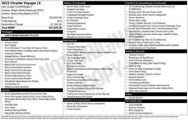 2023 Chrysler Voyager LX Raleigh NC