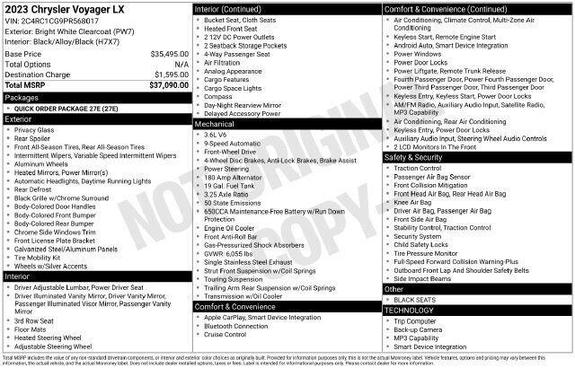 2023 Chrysler Voyager LX Raleigh NC