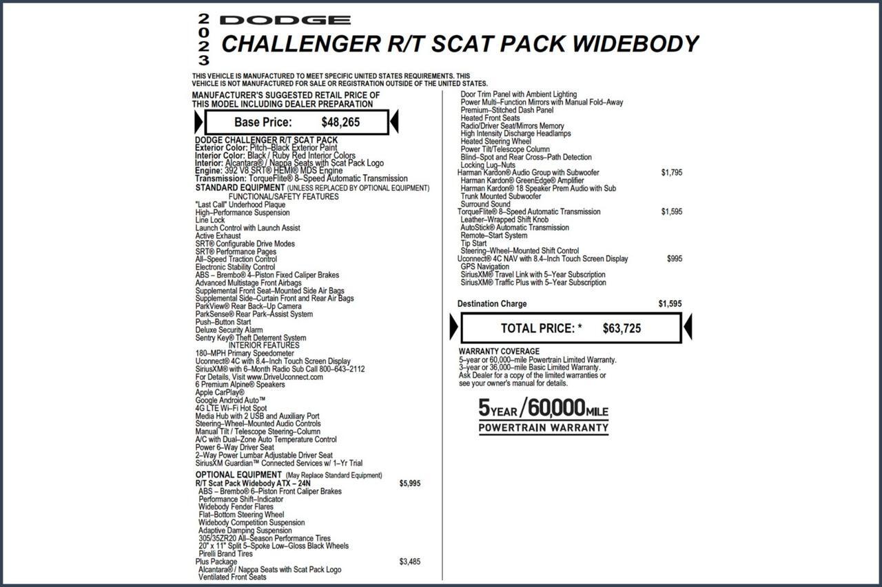 2023 Dodge Challenger R/T Scat Pack Widebody / Harman Kardon Audio / 6.4L V8! Lincolnton NC