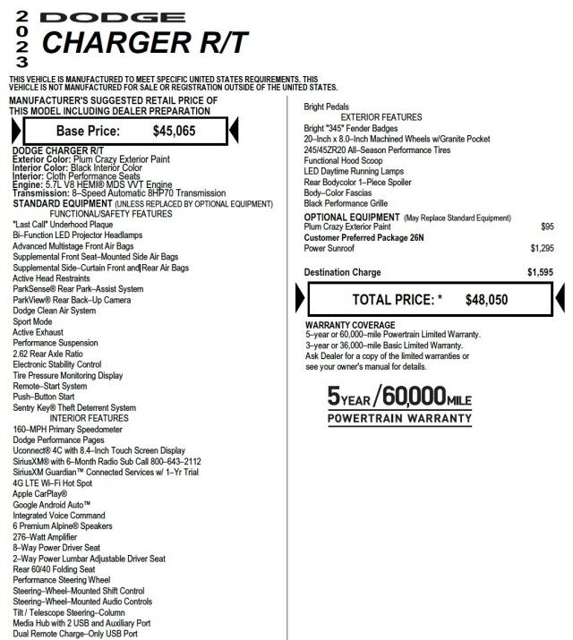 2023 Dodge Charger R/T / 5.7L V8 / Power Sunroof! High Point NC