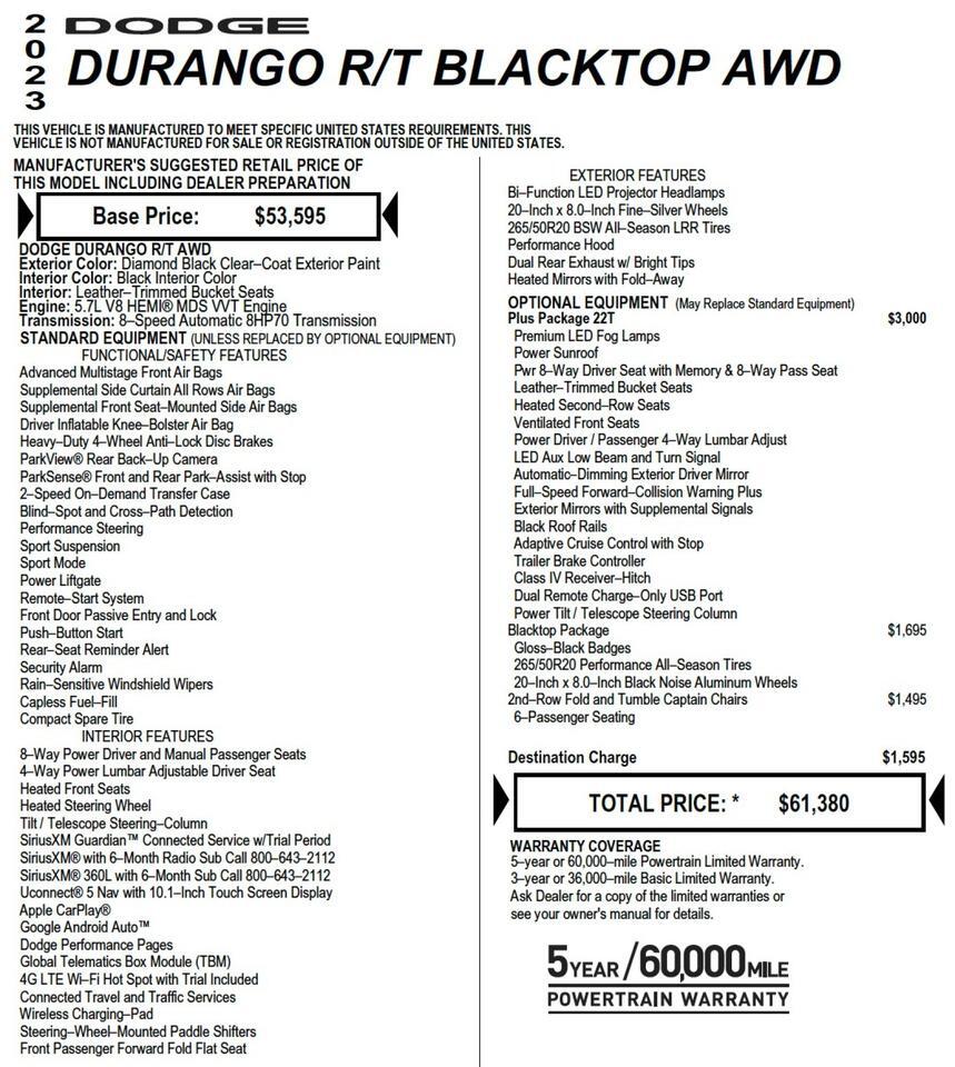 2023 Dodge Durango R/T Plus / AWD / Blacktop Package! Lincolnton NC