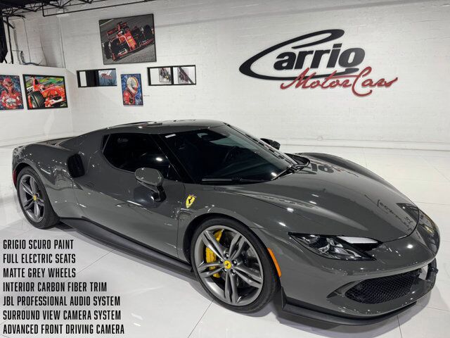 2023 Ferrari 296 GTB Grigio Scuro paint, front lifter, matte grey wheels, carplay, surround view, interior carbon & MORE! Fort Lauderdale FL