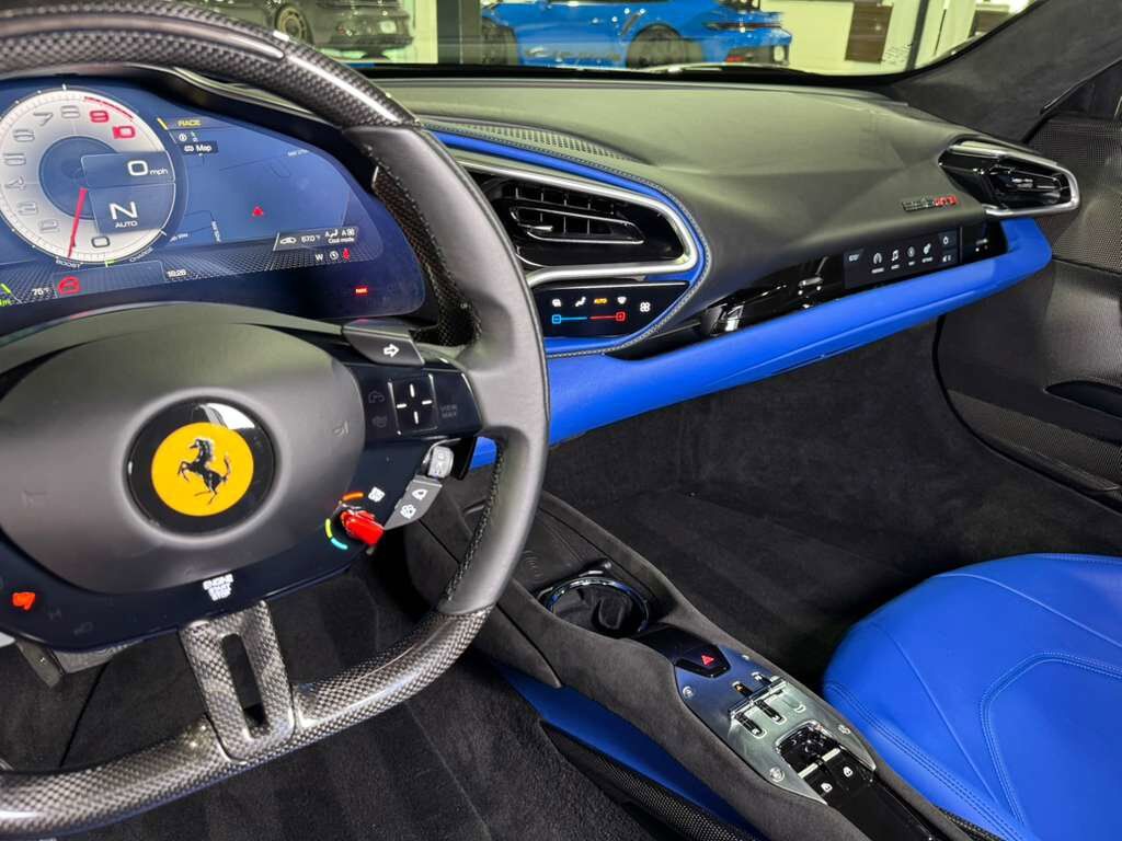 2023 Ferrari 296 GTB Nero B/B paint, Livrea Azzurro Dino, Extra-Range Azzurro interior, carbon galore AND MORE!!! Fort Lauderdale FL