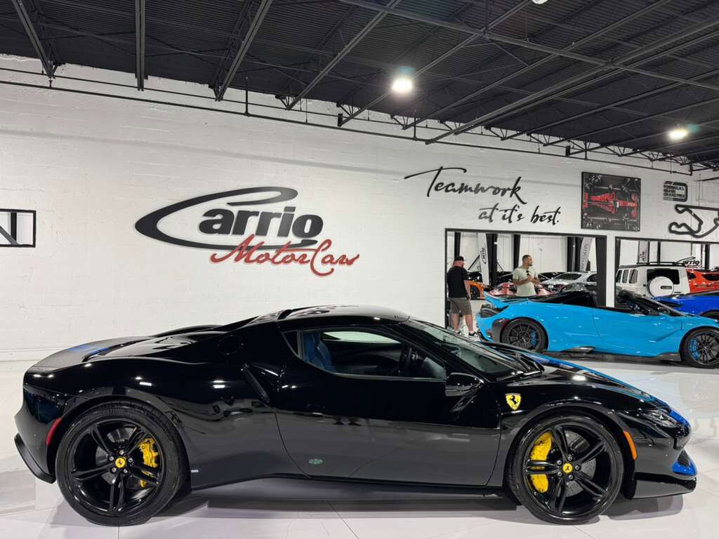 2023 Ferrari 296 GTB Nero B/B paint, Livrea Azzurro Dino, Extra-Range Azzurro interior, carbon galore AND MORE!!! Fort Lauderdale FL
