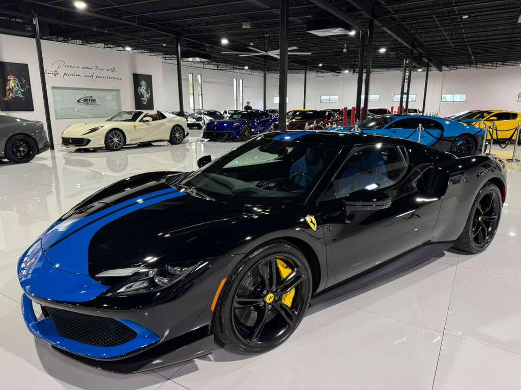 2023 Ferrari 296 GTB Nero B/B paint, Livrea Azzurro Dino, Extra-Range Azzurro interior, carbon galore AND MORE!!! Fort Lauderdale FL