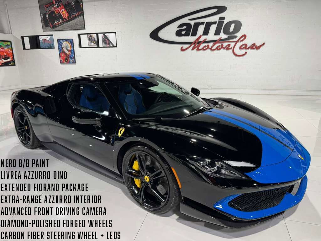 2023 Ferrari 296 GTB Nero B/B paint, Livrea Azzurro Dino, Extra-Range Azzurro interior, carbon galore AND MORE!!! Fort Lauderdale FL