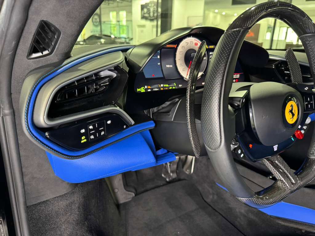 2023 Ferrari 296 GTB Nero B/B paint, Livrea Azzurro Dino, Extra-Range Azzurro interior, carbon galore AND MORE!!! Fort Lauderdale FL